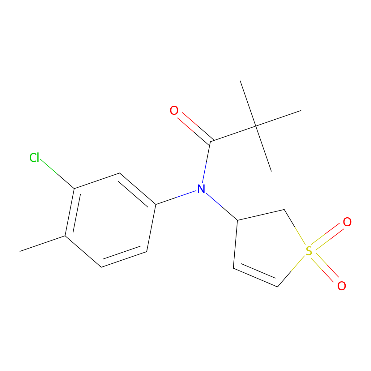 N-(3-chloro-4-methylphenyl)-N-(1,1-dioxido-2,3-dihydrothiophen-3-yl)pivalamide molecular structure, CAS 863007-99-2