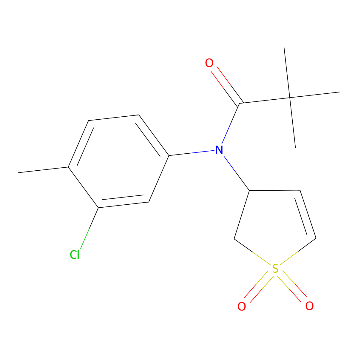 N-(3-chloro-4-methylphenyl)-N-(1,1-dioxido-2,3-dihydrothiophen-3-yl)pivalamide molecular structure, CAS 863007-99-2
