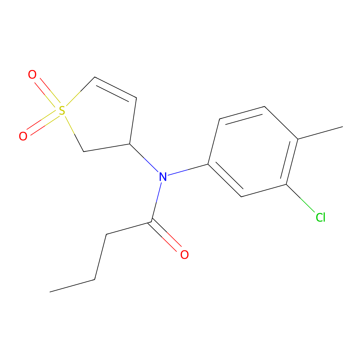 N-(3-chloro-4-methylphenyl)-N-(1,1-dioxido-2,3-dihydrothiophen-3-yl)butyramide molecular structure, CAS 863008-00-8