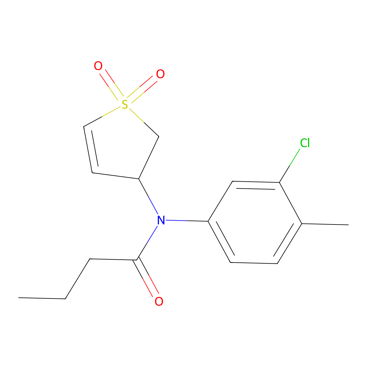 N-(3-chloro-4-methylphenyl)-N-(1,1-dioxido-2,3-dihydrothiophen-3-yl)butyramide molecular structure, CAS 863008-00-8