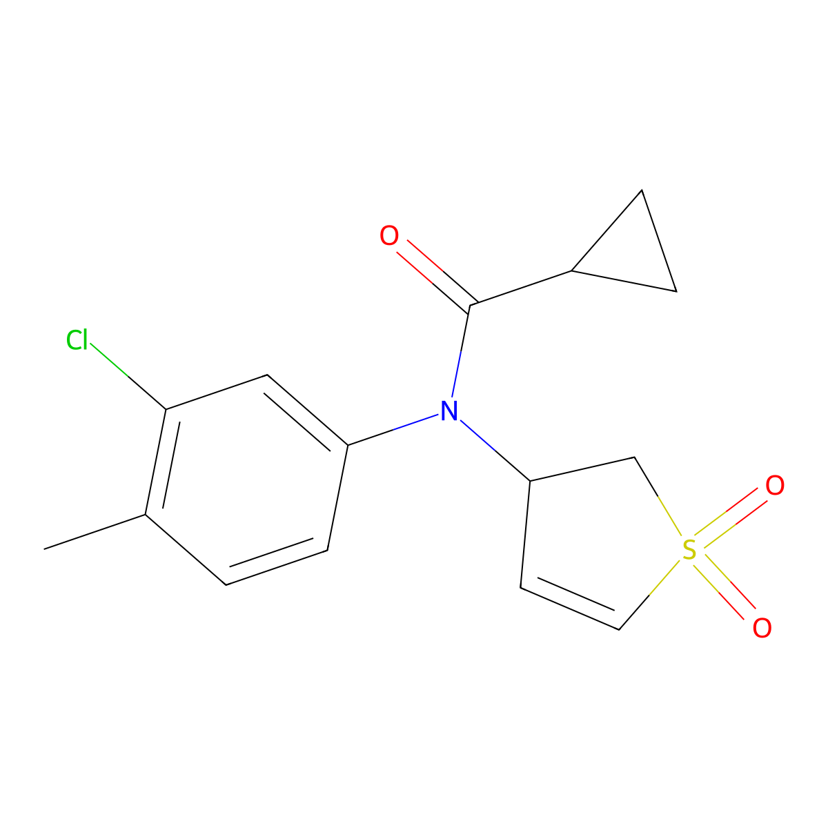 N-(3-chloro-4-methylphenyl)-N-(1,1-dioxido-2,3-dihydrothiophen-3-yl)cyclopropanecarboxamide molecular structure, CAS 863008-01-9