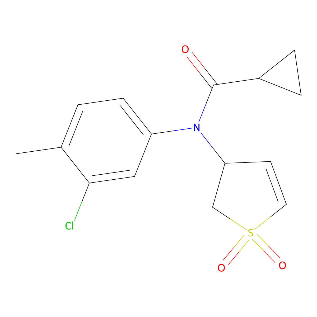N-(3-chloro-4-methylphenyl)-N-(1,1-dioxido-2,3-dihydrothiophen-3-yl)cyclopropanecarboxamide molecular structure, CAS 863008-01-9