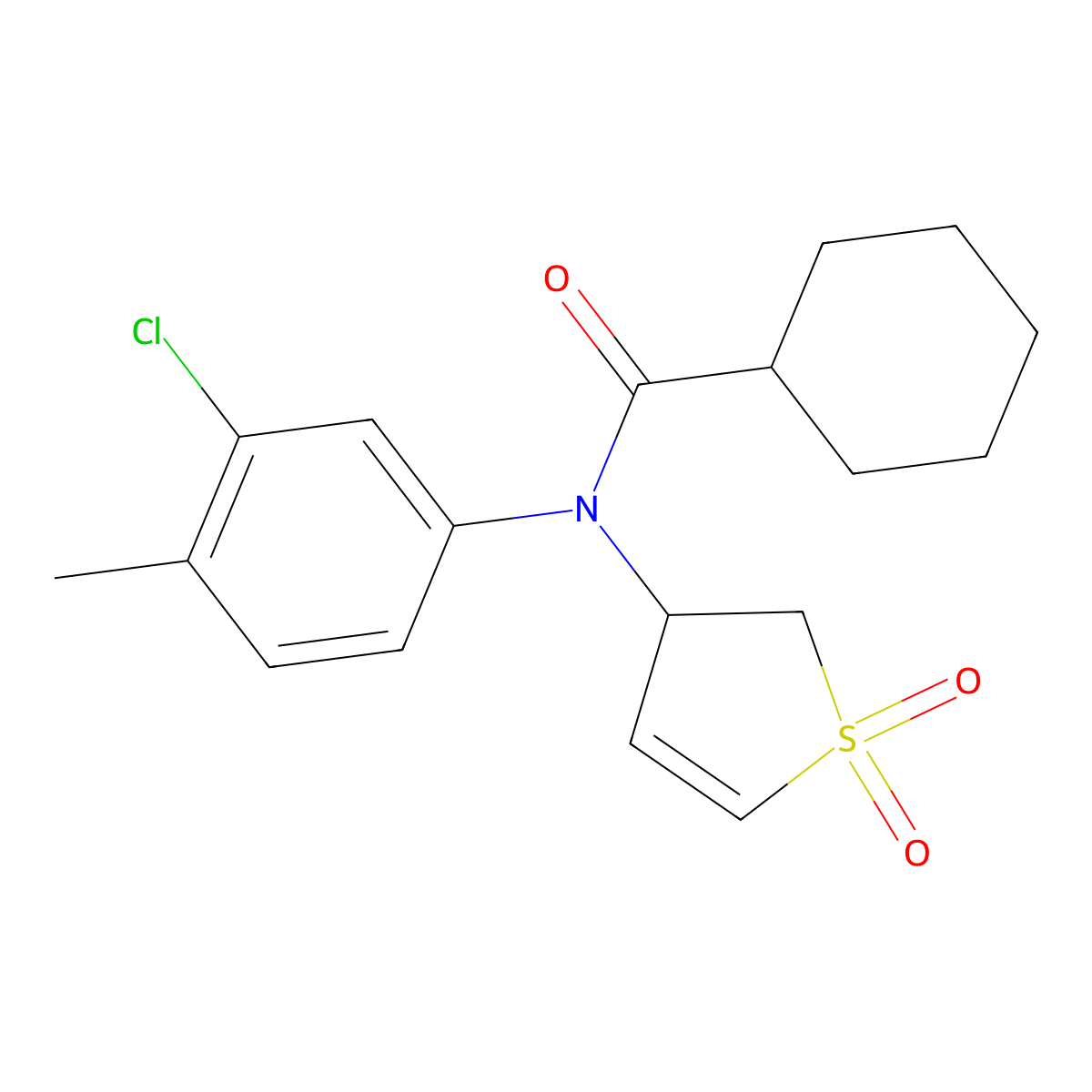 N-(3-chloro-4-methylphenyl)-N-(1,1-dioxido-2,3-dihydrothiophen-3-yl)cyclohexanecarboxamide molecular structure, CAS 863008-02-0