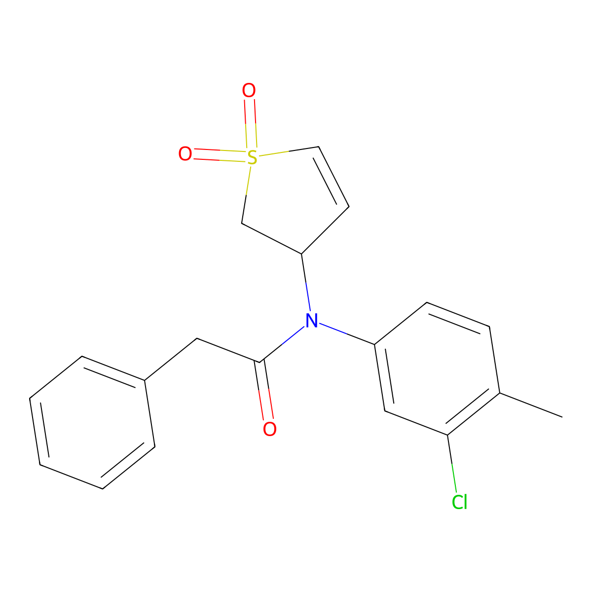 N-(3-chloro-4-methylphenyl)-N-(1,1-dioxido-2,3-dihydrothiophen-3-yl)-2-phenylacetamide molecular structure, CAS 863008-04-2