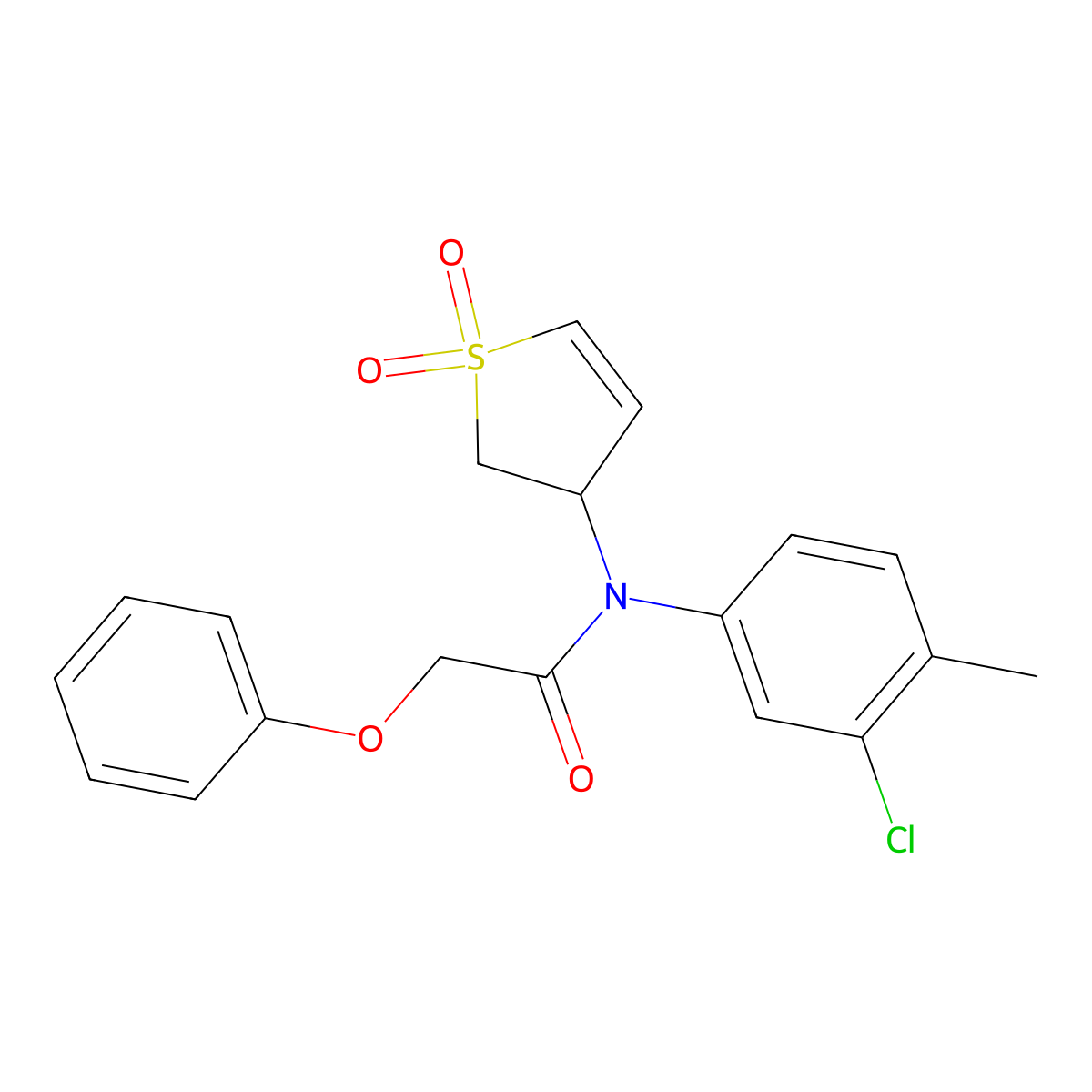 N-(3-chloro-4-methylphenyl)-N-(1,1-dioxido-2,3-dihydrothiophen-3-yl)-2-phenoxyacetamide molecular structure, CAS 863008-05-3
