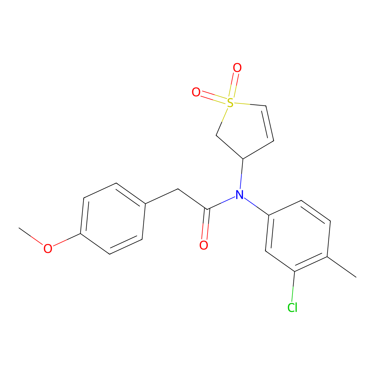 N-(3-chloro-4-methylphenyl)-N-(1,1-dioxido-2,3-dihydrothiophen-3-yl)-2-(4-methoxyphenyl)acetamide molecular structure, CAS 863008-06-4