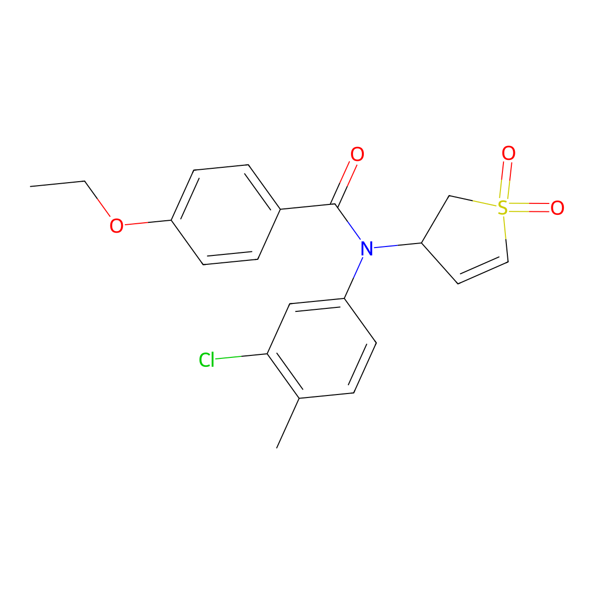 N-(3-chloro-4-methylphenyl)-N-(1,1-dioxido-2,3-dihydrothiophen-3-yl)-4-ethoxybenzamide molecular structure, CAS 863008-12-2