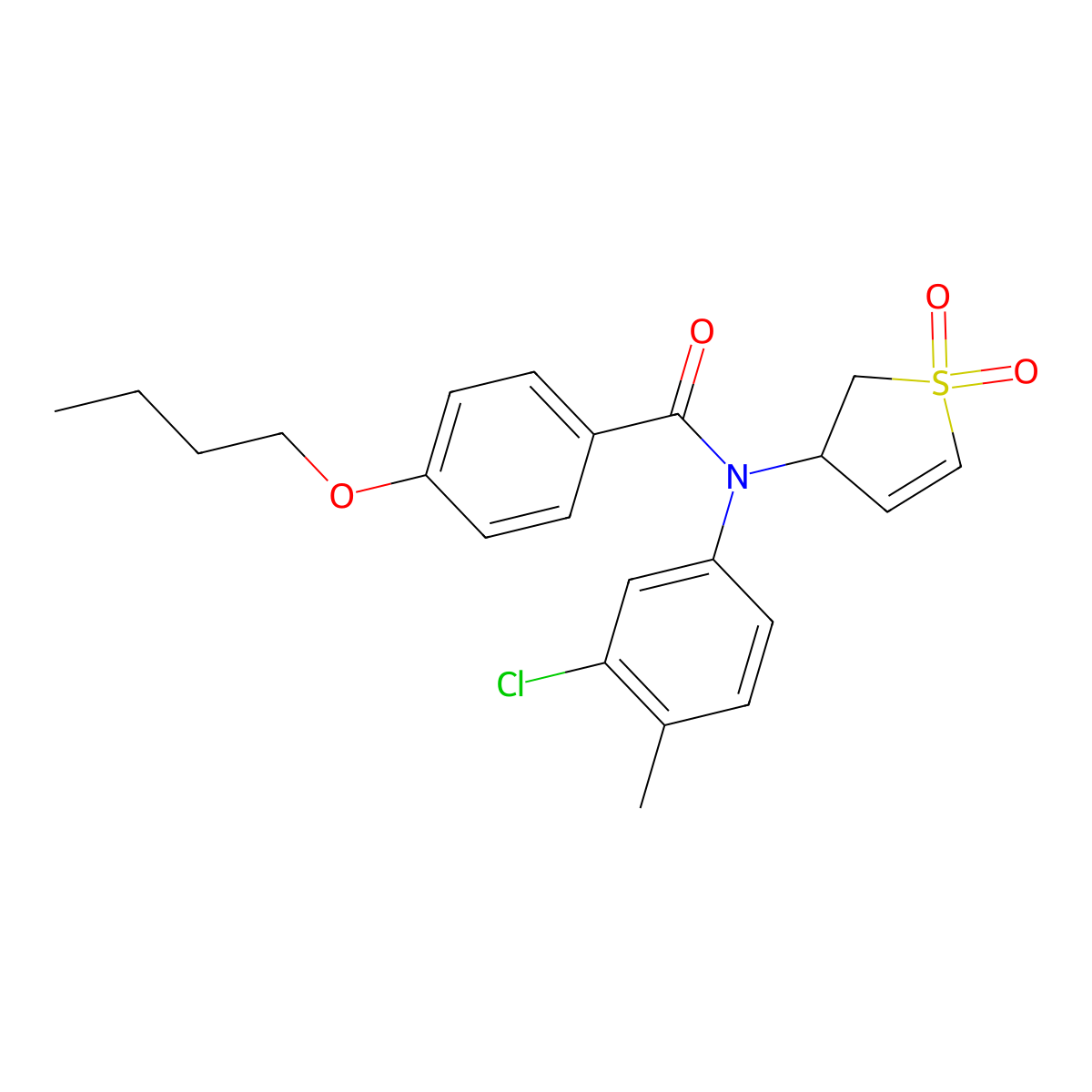 4-butoxy-N-(3-chloro-4-methylphenyl)-N-(1,1-dioxo-2,3-dihydro-1lambda6-thiophen-3-yl)benzamide molecular structure, CAS 863008-13-3