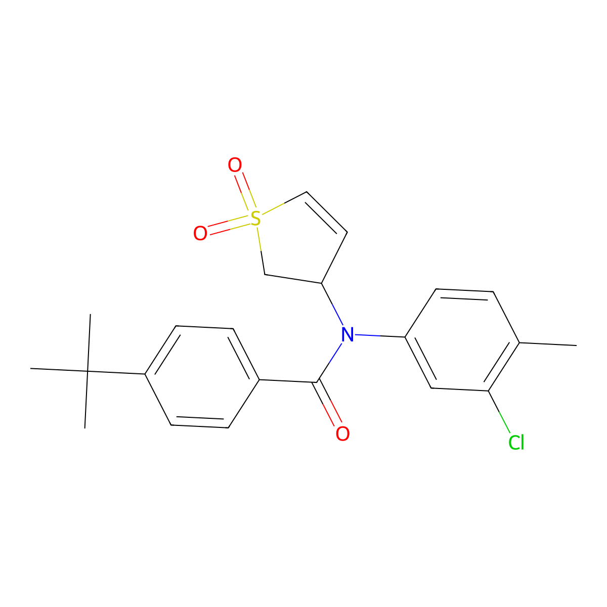 4-(tert-butyl)-N-(3-chloro-4-methylphenyl)-N-(1,1-dioxido-2,3-dihydrothiophen-3-yl)benzamide molecular structure, CAS 863008-14-4