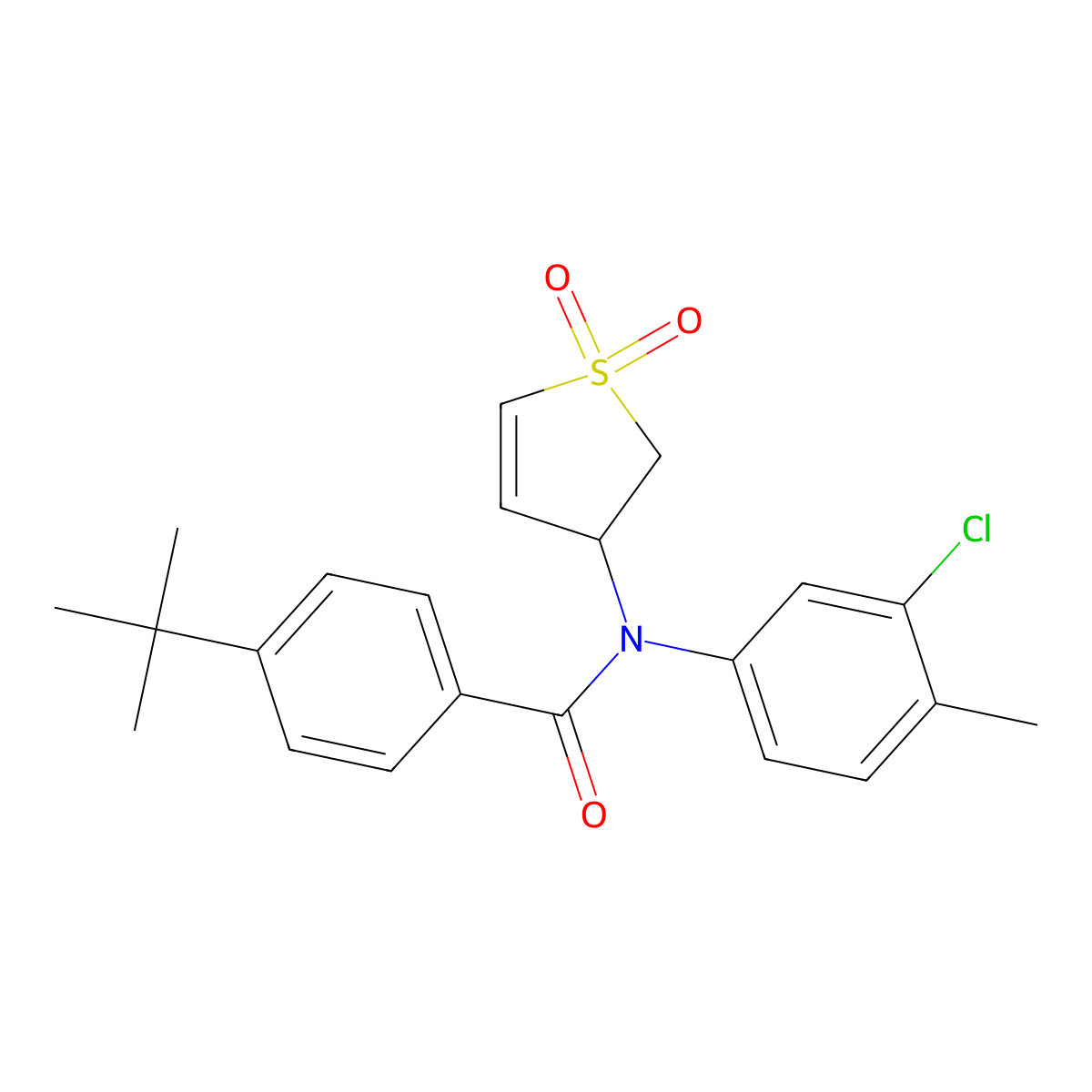4-(tert-butyl)-N-(3-chloro-4-methylphenyl)-N-(1,1-dioxido-2,3-dihydrothiophen-3-yl)benzamide molecular structure, CAS 863008-14-4