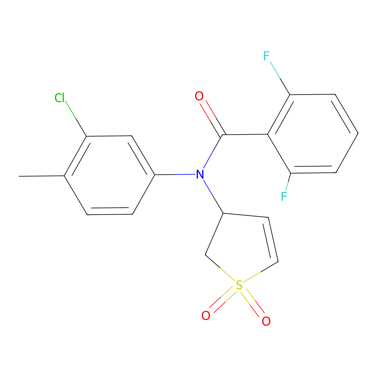 N-(3-chloro-4-methylphenyl)-N-(1,1-dioxido-2,3-dihydrothiophen-3-yl)-2,6-difluorobenzamide molecular structure, CAS 863008-16-6