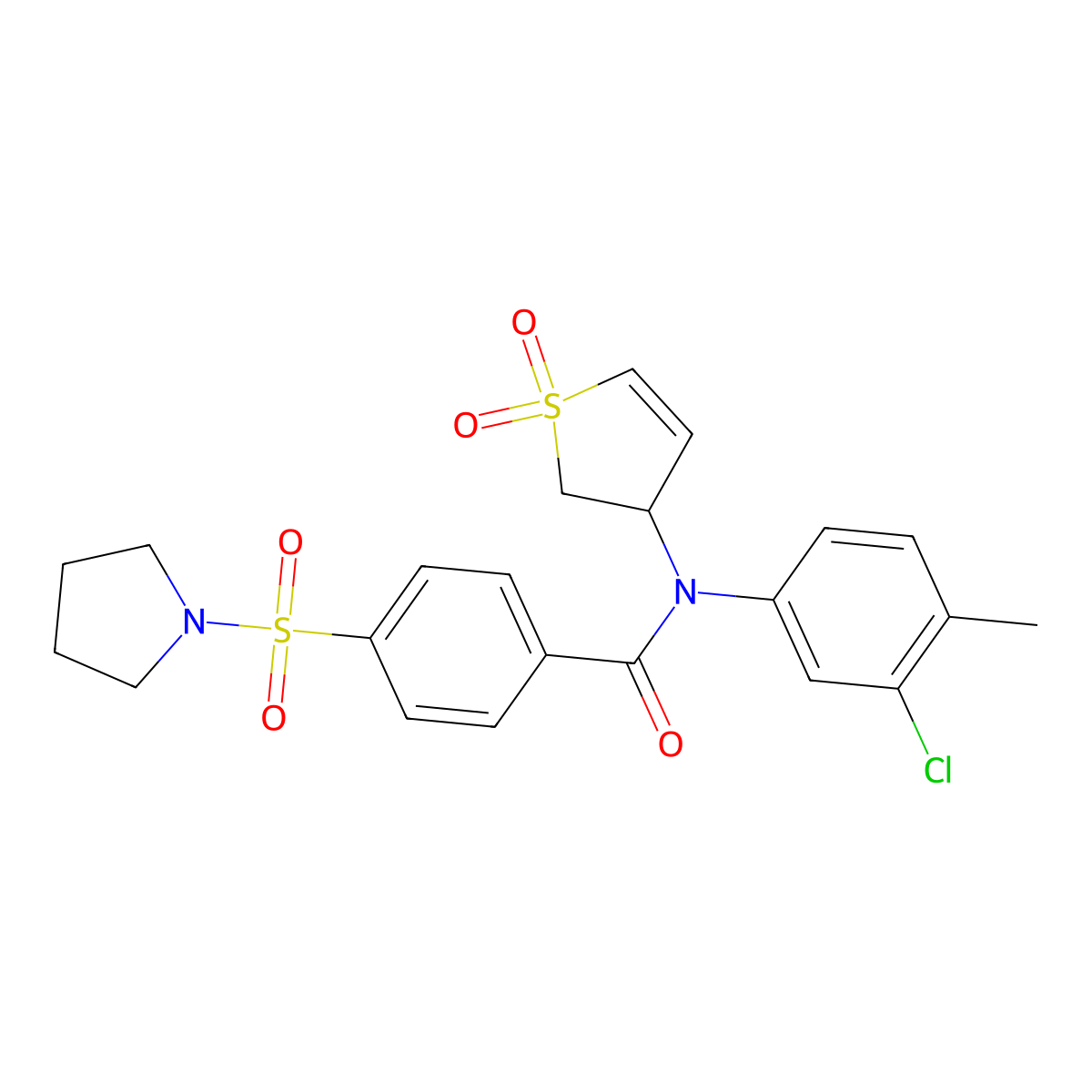 N-(3-chloro-4-methylphenyl)-N-(1,1-dioxido-2,3-dihydrothiophen-3-yl)-4-(pyrrolidin-1-ylsulfonyl)benzamide molecular structure, CAS 863008-24-6