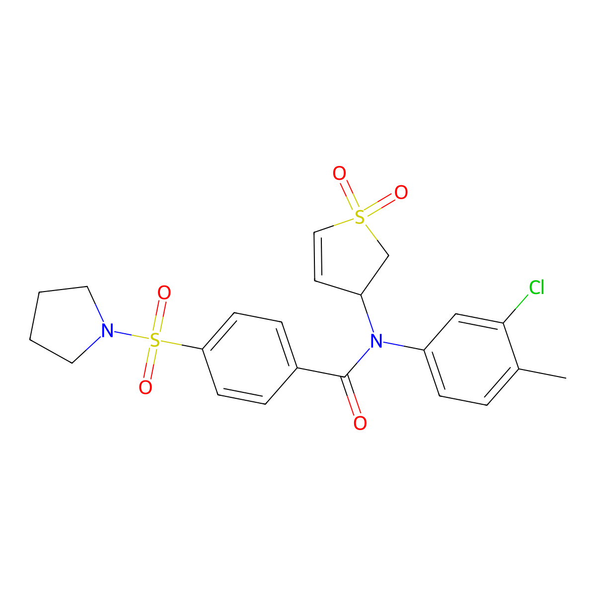 N-(3-chloro-4-methylphenyl)-N-(1,1-dioxido-2,3-dihydrothiophen-3-yl)-4-(pyrrolidin-1-ylsulfonyl)benzamide molecular structure, CAS 863008-24-6