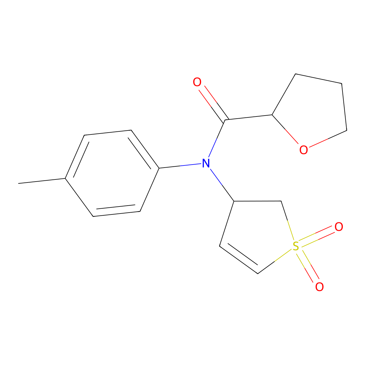 N-(1,1-dioxido-2,3-dihydrothiophen-3-yl)-N-(p-tolyl)tetrahydrofuran-2-carboxamide molecular structure, CAS 863008-27-9