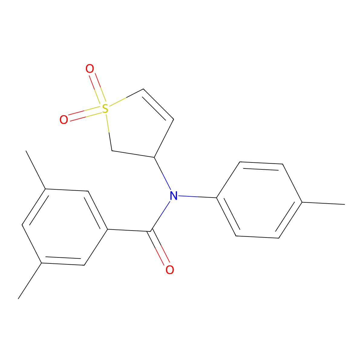 N-(1,1-dioxido-2,3-dihydrothiophen-3-yl)-3,5-dimethyl-N-(p-tolyl)benzamide molecular structure, CAS 863008-29-1