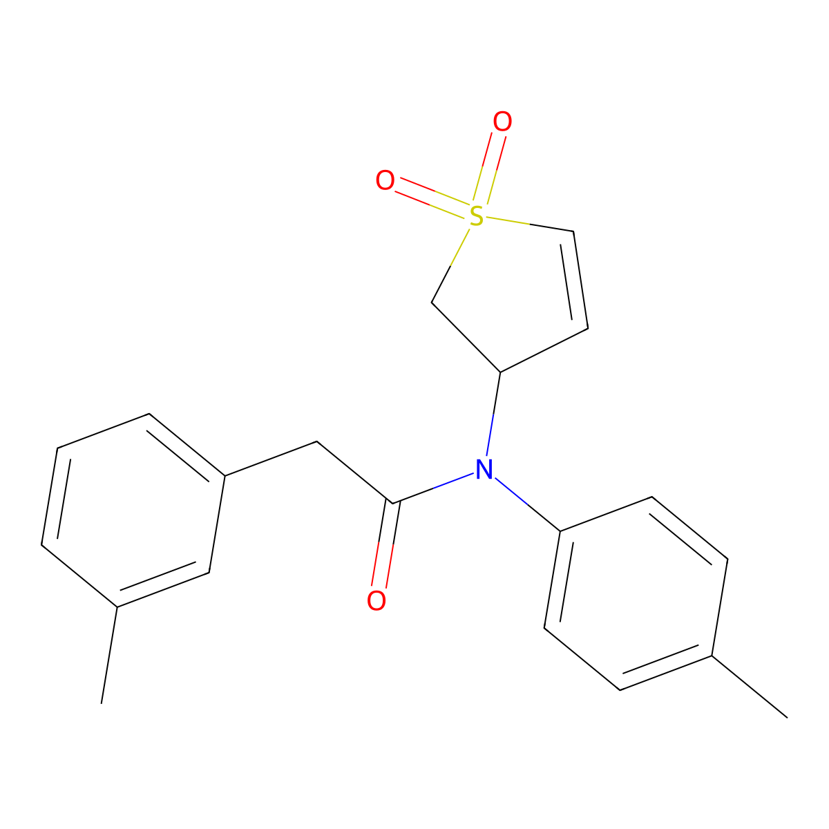 N-(1,1-dioxido-2,3-dihydrothiophen-3-yl)-2-(m-tolyl)-N-(p-tolyl)acetamide molecular structure, CAS 863008-31-5