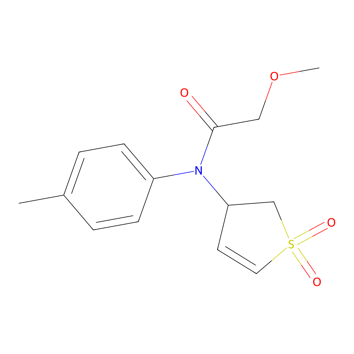 N-(1,1-dioxido-2,3-dihydrothiophen-3-yl)-2-methoxy-N-(p-tolyl)acetamide molecular structure, CAS 863008-35-9