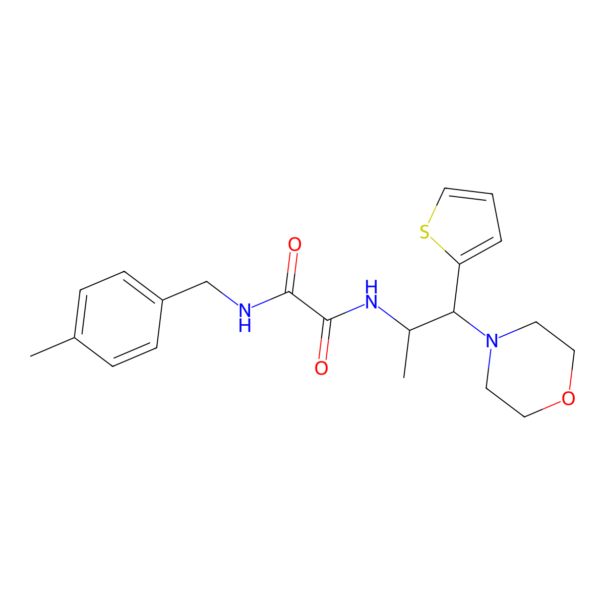 N1-(4-methylbenzyl)-N2-(1-morpholino-1-(thiophen-2-yl)propan-2-yl)oxalamide molecular structure, CAS 863017-13-4