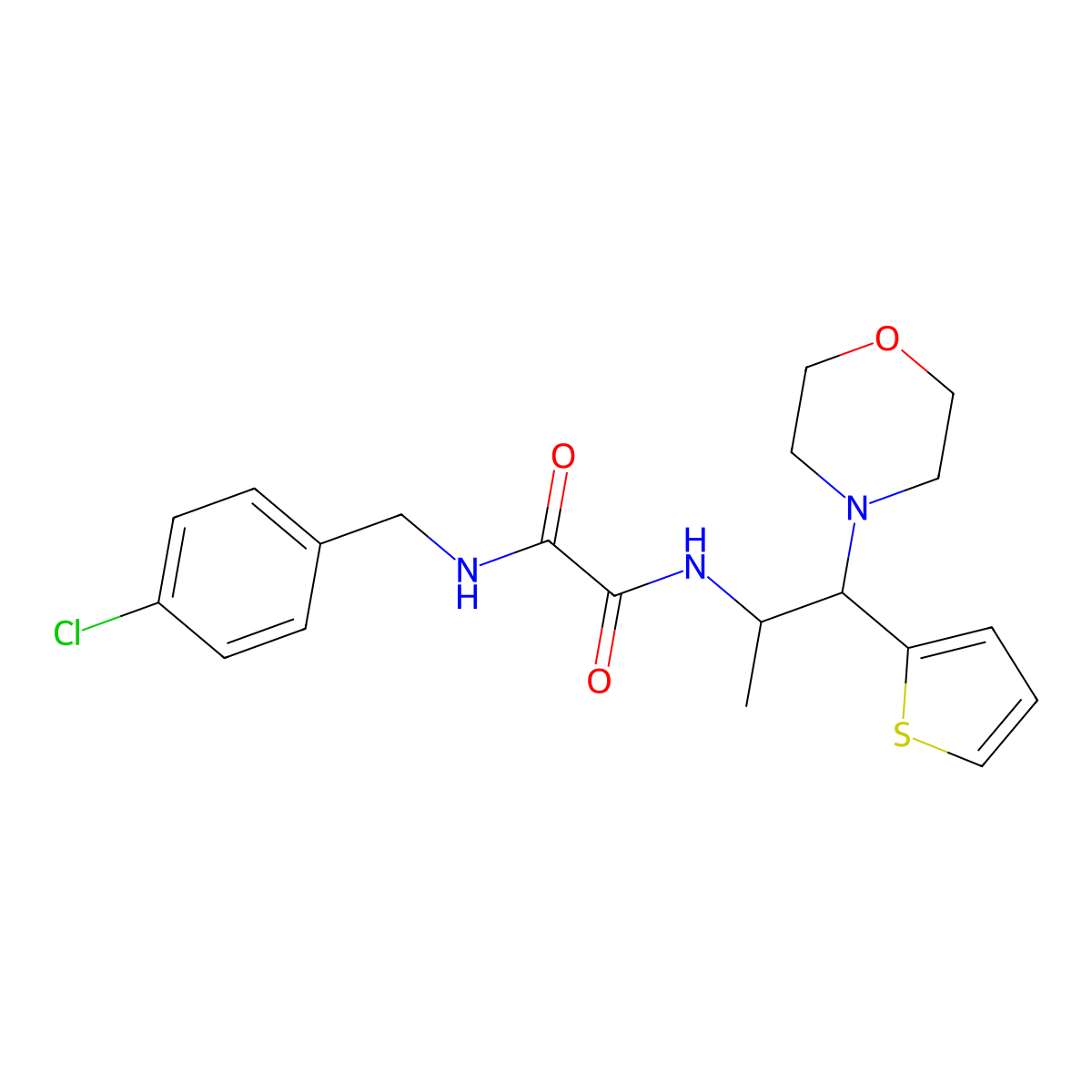 N1-(4-chlorobenzyl)-N2-(1-morpholino-1-(thiophen-2-yl)propan-2-yl)oxalamide molecular structure, CAS 863017-14-5