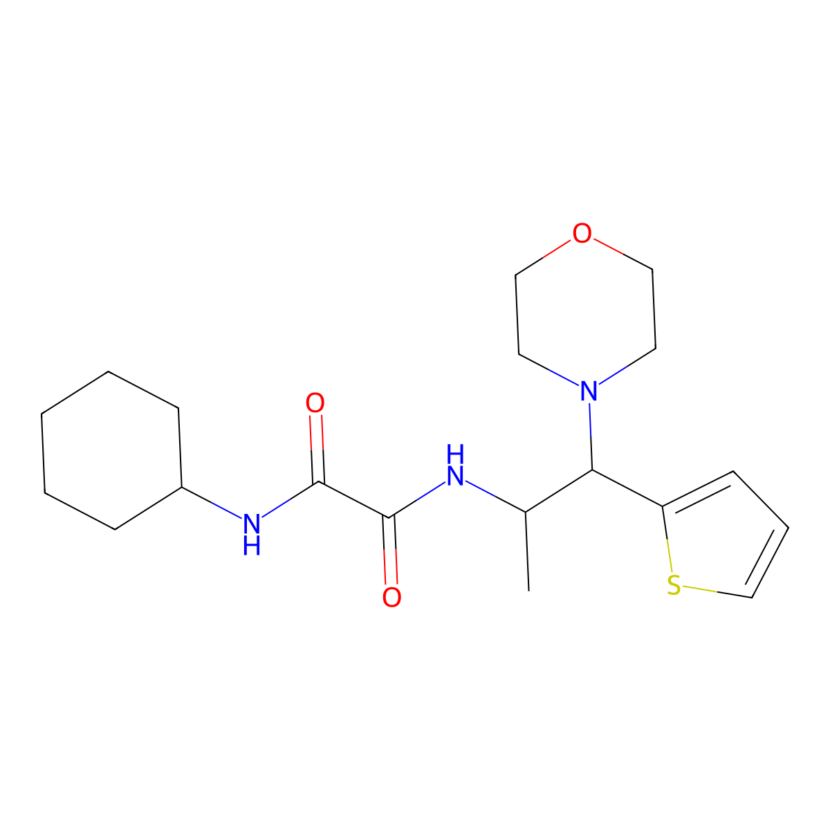 N1-cyclohexyl-N2-(1-morpholino-1-(thiophen-2-yl)propan-2-yl)oxalamide molecular structure, CAS 863017-15-6