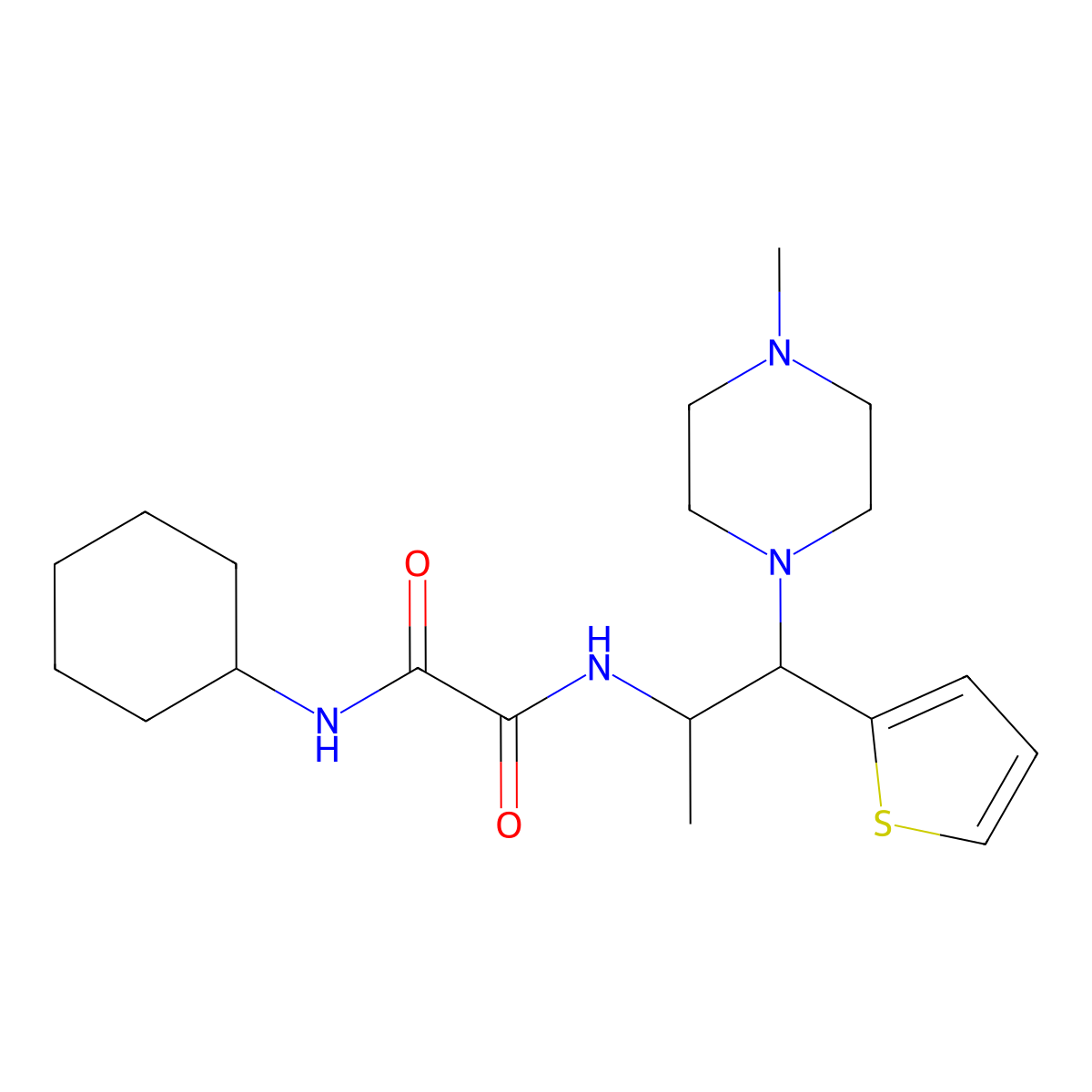 N1-cyclohexyl-N2-(1-(4-methylpiperazin-1-yl)-1-(thiophen-2-yl)propan-2-yl)oxalamide molecular structure, CAS 863017-20-3