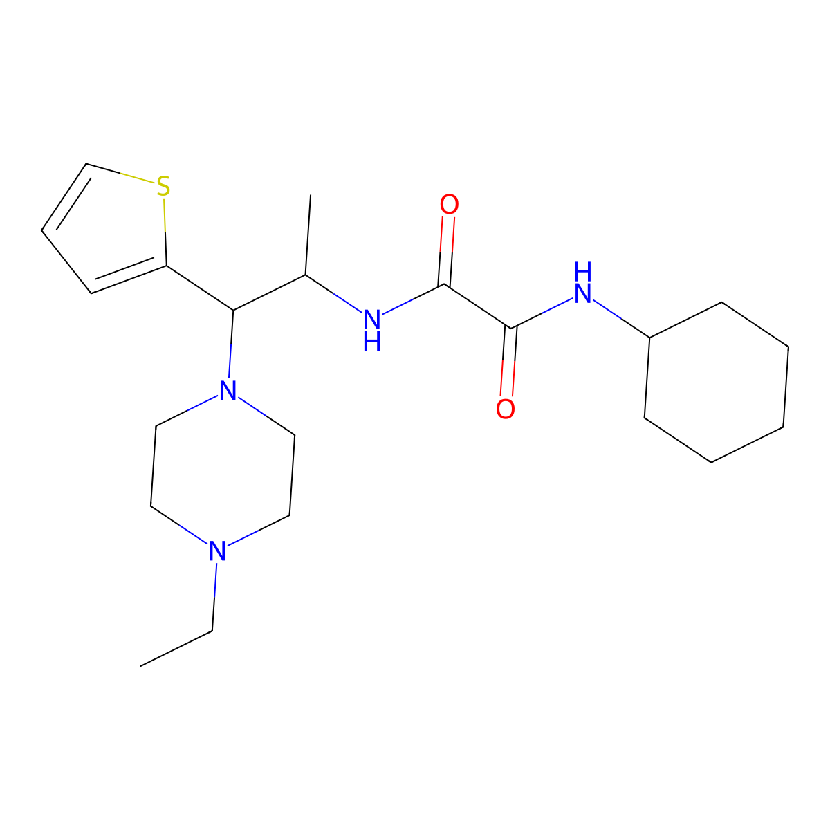 N1-cyclohexyl-N2-(1-(4-ethylpiperazin-1-yl)-1-(thiophen-2-yl)propan-2-yl)oxalamide molecular structure, CAS 863017-23-6
