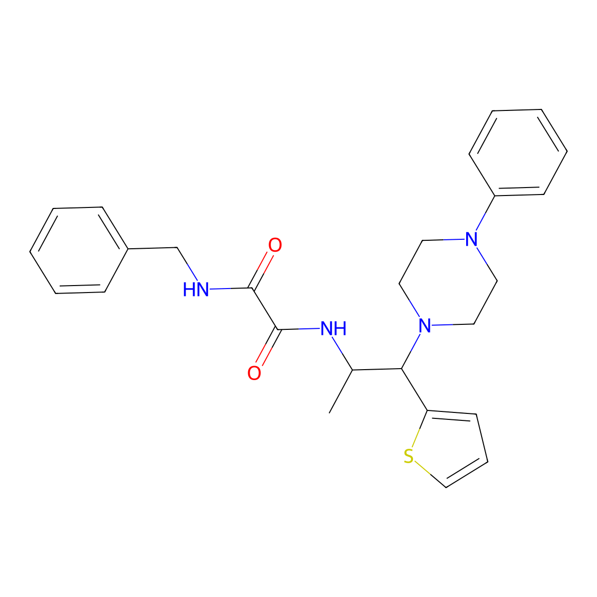 N1-benzyl-N2-(1-(4-phenylpiperazin-1-yl)-1-(thiophen-2-yl)propan-2-yl)oxalamide molecular structure, CAS 863017-25-8
