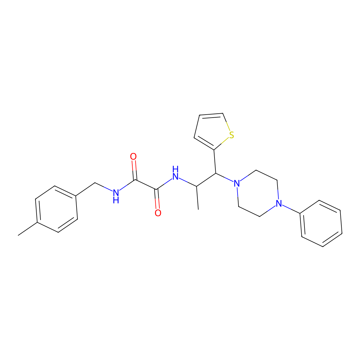 N1-(4-methylbenzyl)-N2-(1-(4-phenylpiperazin-1-yl)-1-(thiophen-2-yl)propan-2-yl)oxalamide molecular structure, CAS 863017-26-9