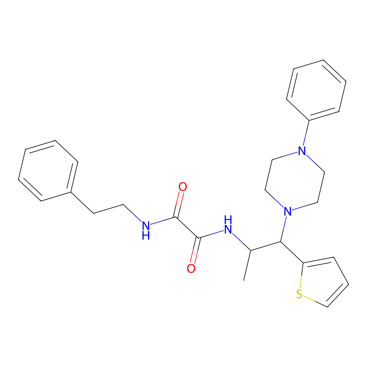 N1-phenethyl-N2-(1-(4-phenylpiperazin-1-yl)-1-(thiophen-2-yl)propan-2-yl)oxalamide molecular structure, CAS 863017-27-0