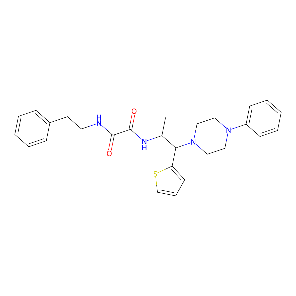 N1-phenethyl-N2-(1-(4-phenylpiperazin-1-yl)-1-(thiophen-2-yl)propan-2-yl)oxalamide molecular structure, CAS 863017-27-0