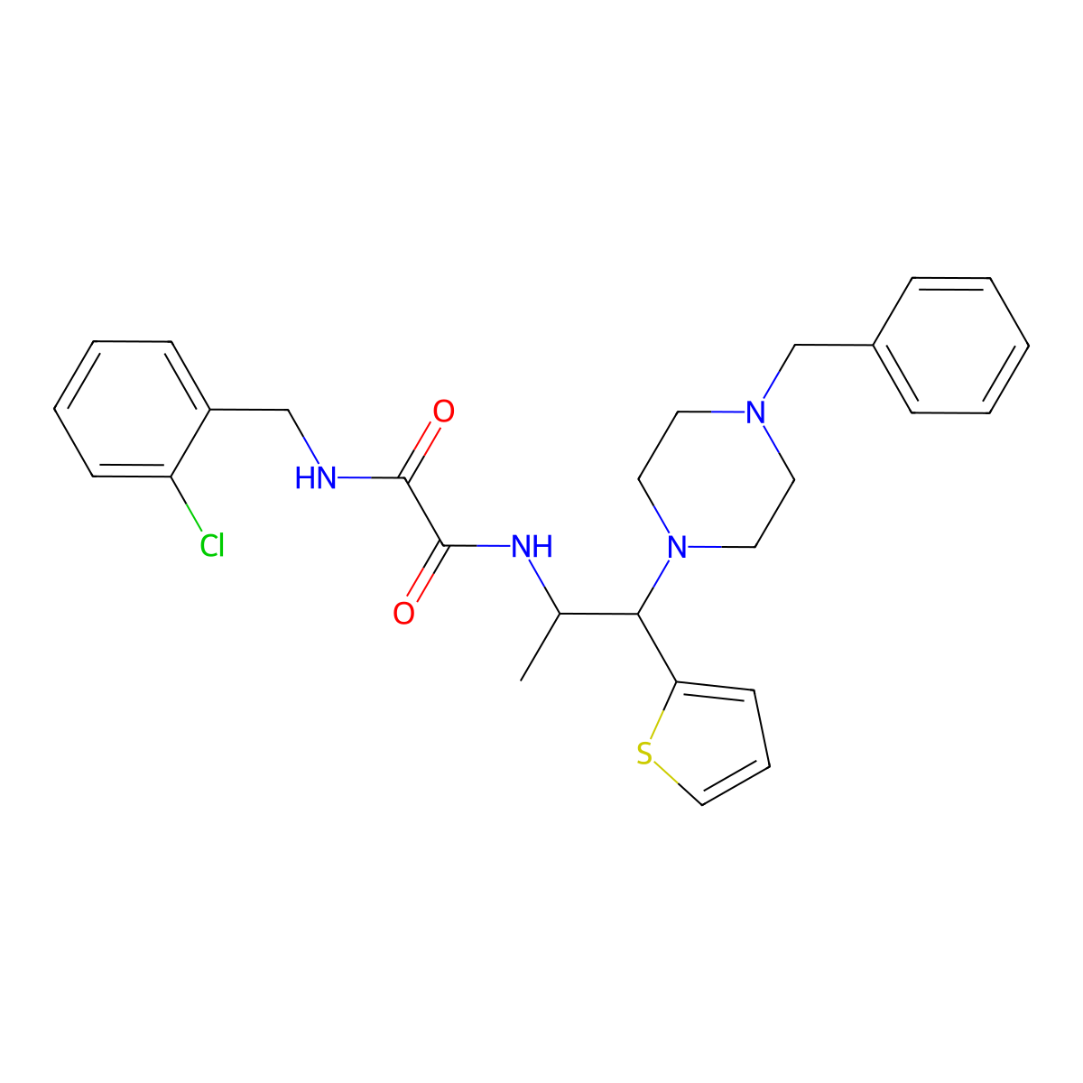 N1-(1-(4-benzylpiperazin-1-yl)-1-(thiophen-2-yl)propan-2-yl)-N2-(2-chlorobenzyl)oxalamide molecular structure, CAS 863017-31-6