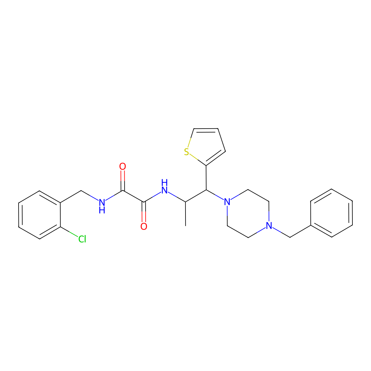 N1-(1-(4-benzylpiperazin-1-yl)-1-(thiophen-2-yl)propan-2-yl)-N2-(2-chlorobenzyl)oxalamide molecular structure, CAS 863017-31-6