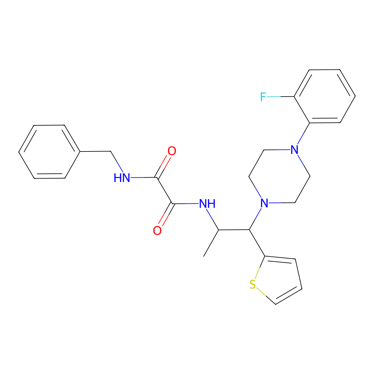 N1-benzyl-N2-(1-(4-(2-fluorophenyl)piperazin-1-yl)-1-(thiophen-2-yl)propan-2-yl)oxalamide molecular structure, CAS 863017-35-0