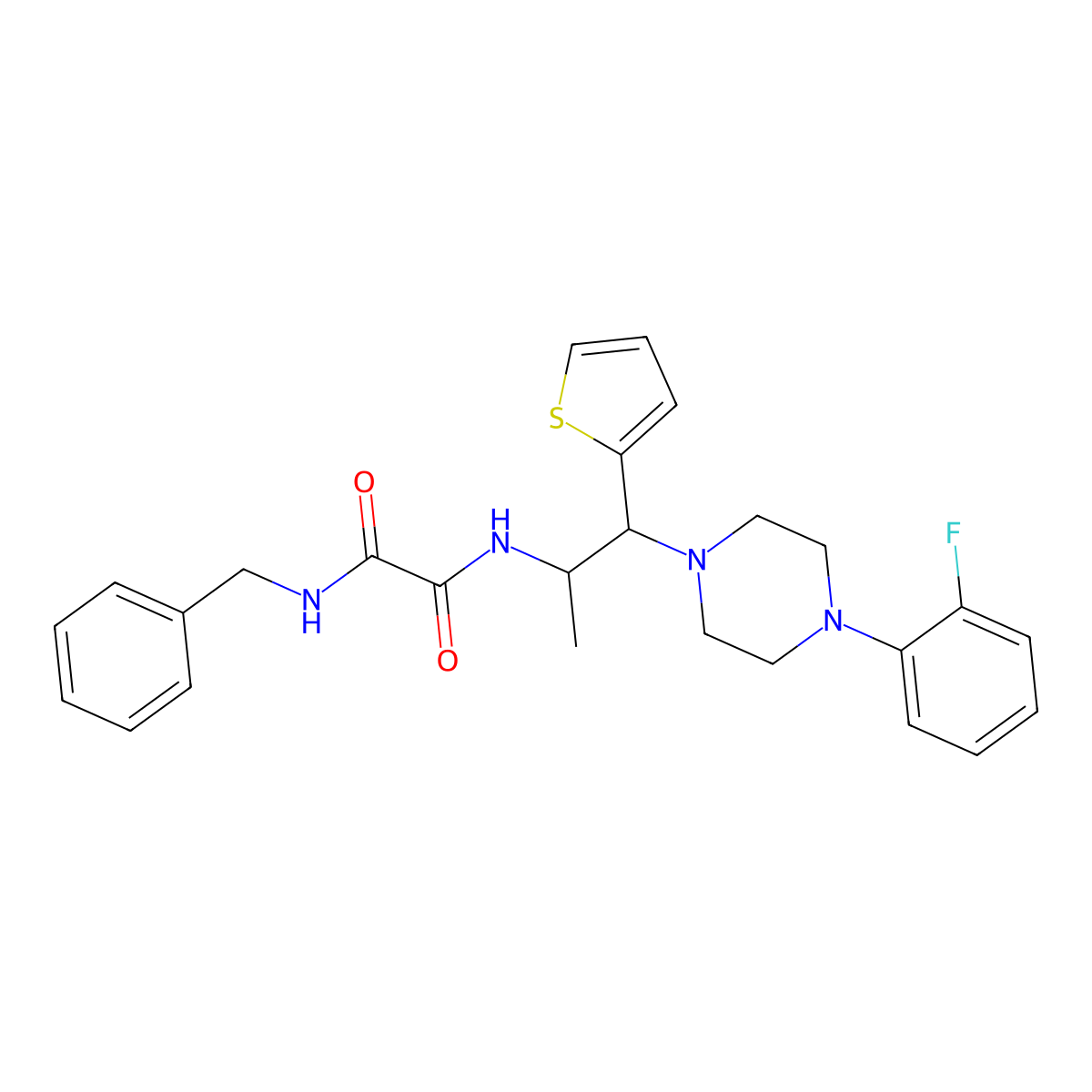 N1-benzyl-N2-(1-(4-(2-fluorophenyl)piperazin-1-yl)-1-(thiophen-2-yl)propan-2-yl)oxalamide molecular structure, CAS 863017-35-0