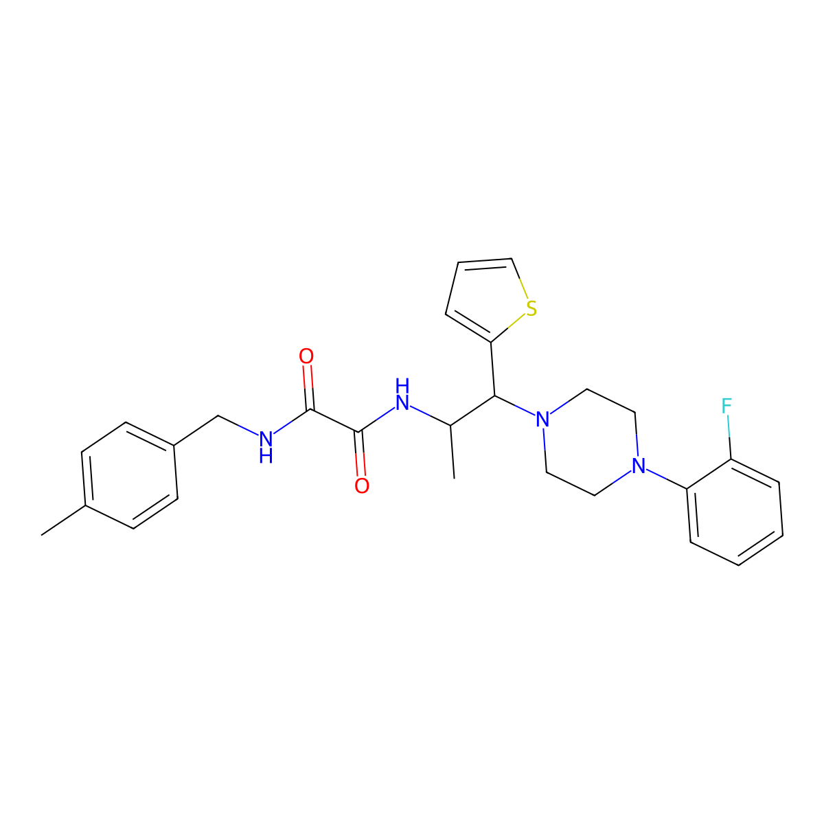 N1-(1-(4-(2-fluorophenyl)piperazin-1-yl)-1-(thiophen-2-yl)propan-2-yl)-N2-(4-methylbenzyl)oxalamide molecular structure, CAS 863017-36-1
