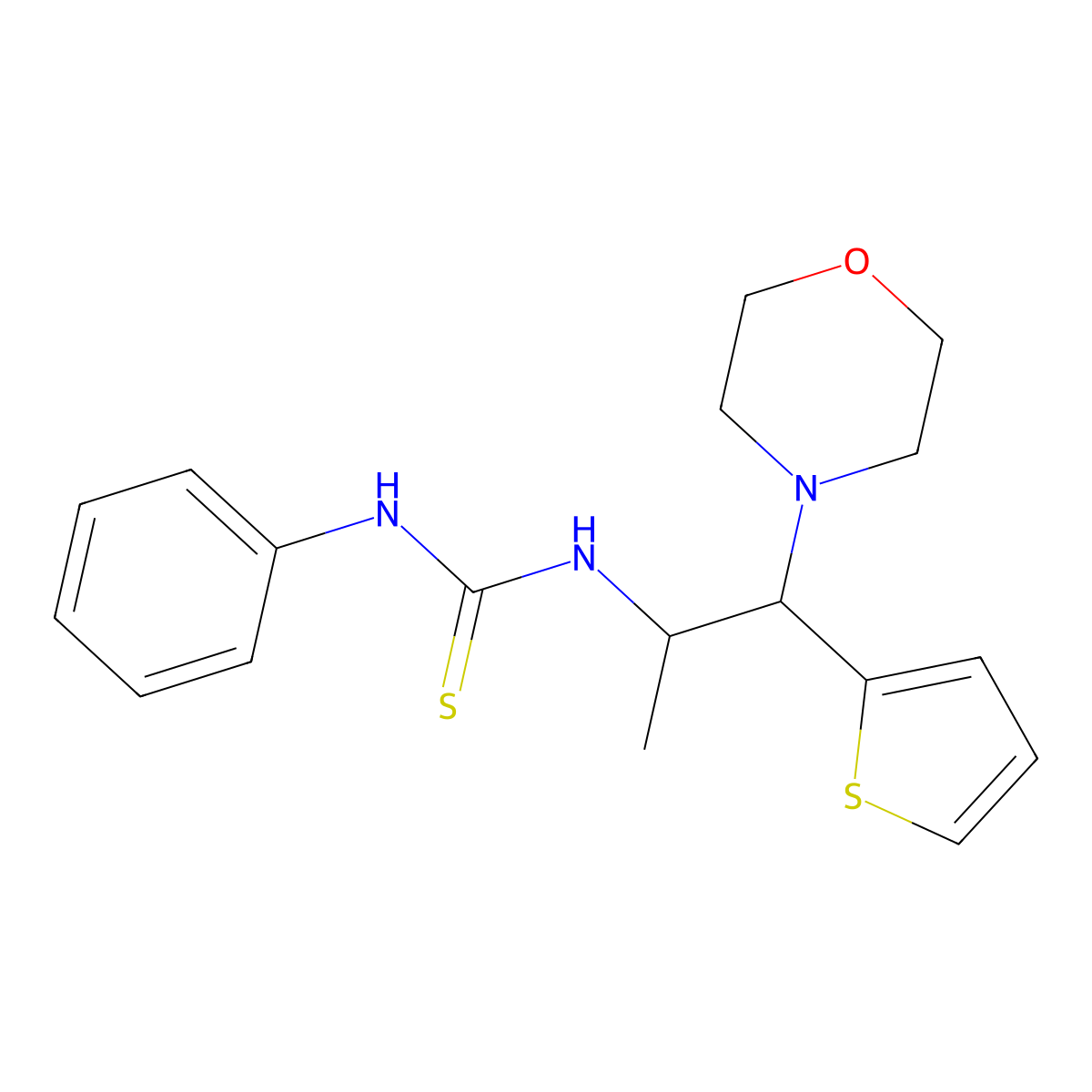 1-(1-Morpholino-1-(thiophen-2-yl)propan-2-yl)-3-phenylthiourea molecular structure, CAS 863017-46-3