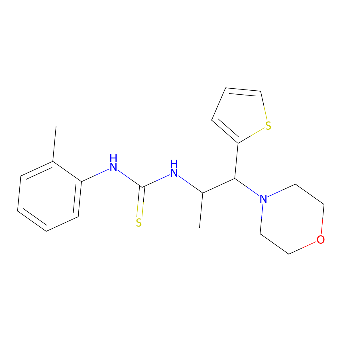 1-(1-Morpholino-1-(thiophen-2-yl)propan-2-yl)-3-(o-tolyl)thiourea molecular structure, CAS 863017-47-4