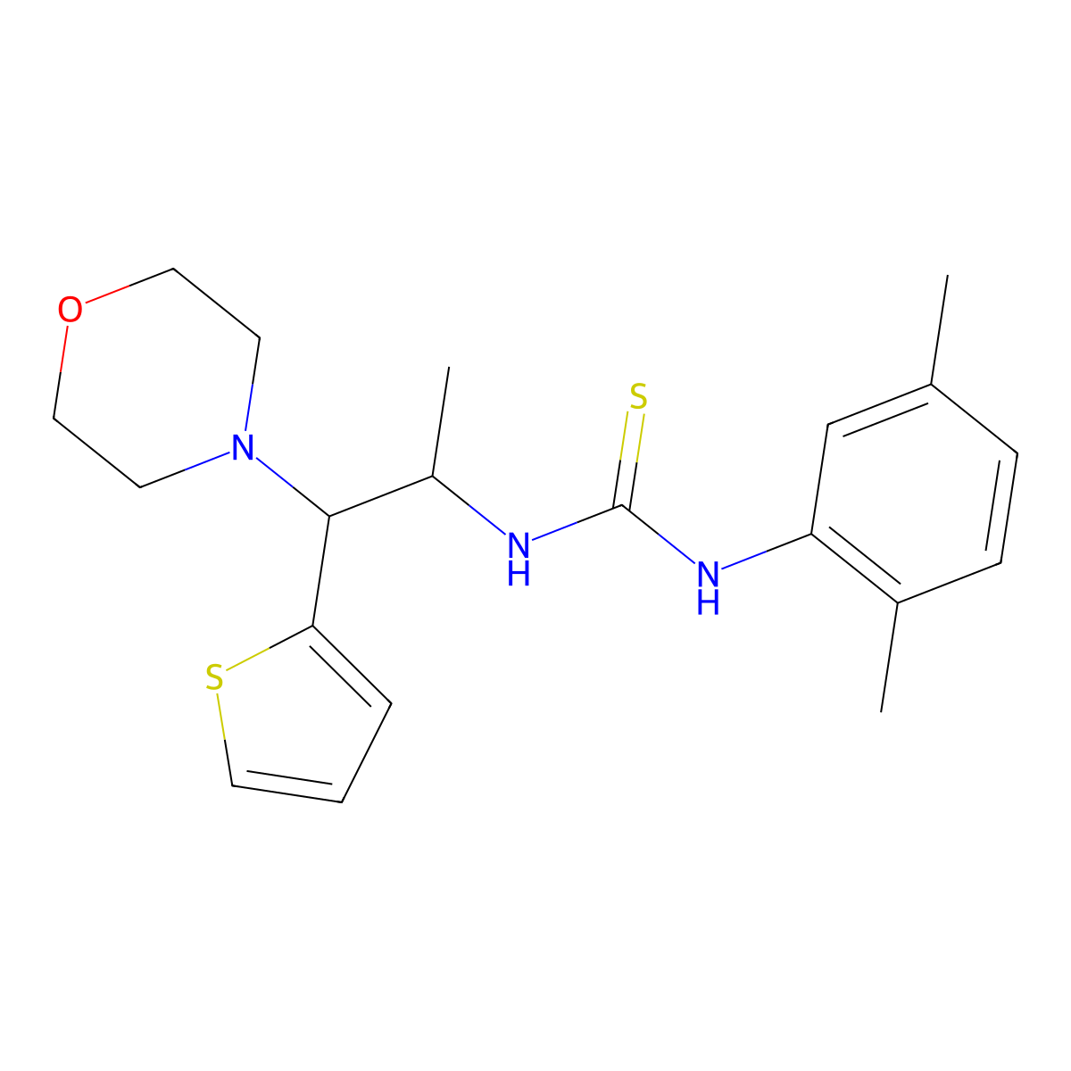 1-(2,5-Dimethylphenyl)-3-(1-morpholino-1-(thiophen-2-yl)propan-2-yl)thiourea molecular structure, CAS 863017-48-5