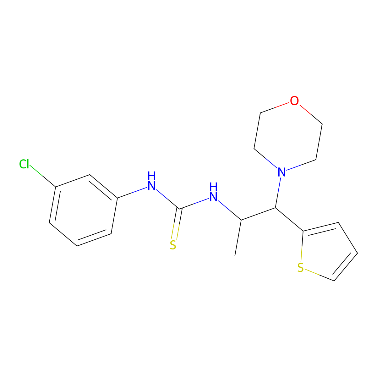 1-(3-Chlorophenyl)-3-(1-morpholino-1-(thiophen-2-yl)propan-2-yl)thiourea molecular structure, CAS 863017-53-2