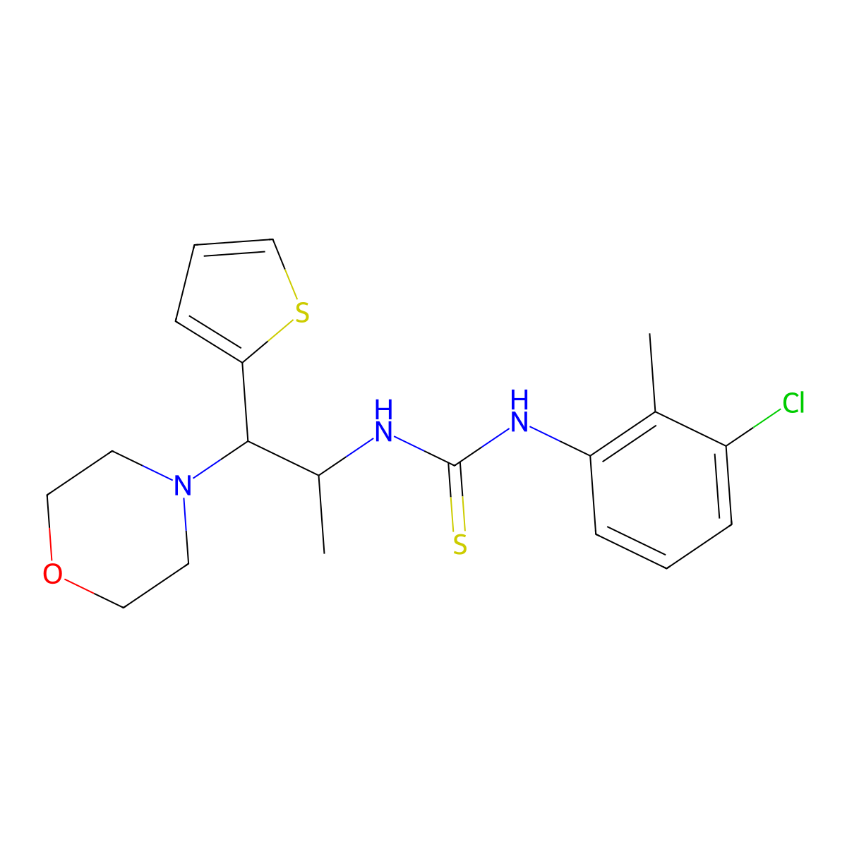 1-(3-Chloro-2-methylphenyl)-3-(1-morpholino-1-(thiophen-2-yl)propan-2-yl)thiourea molecular structure, CAS 863017-54-3