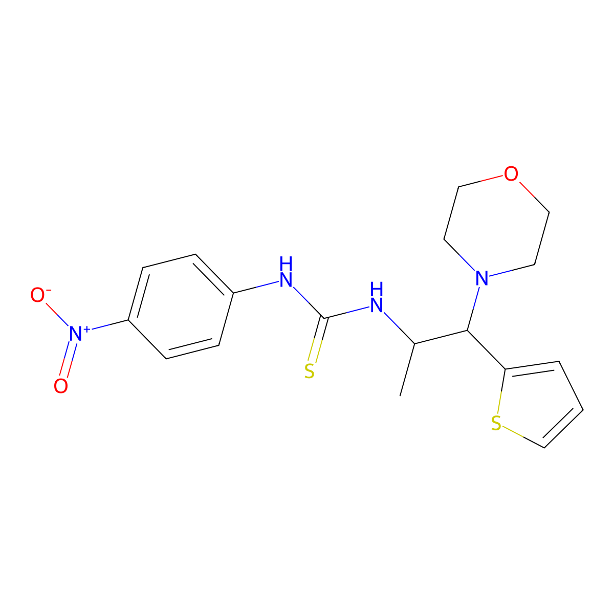 1-(1-Morpholino-1-(thiophen-2-yl)propan-2-yl)-3-(4-nitrophenyl)thiourea molecular structure, CAS 863017-56-5