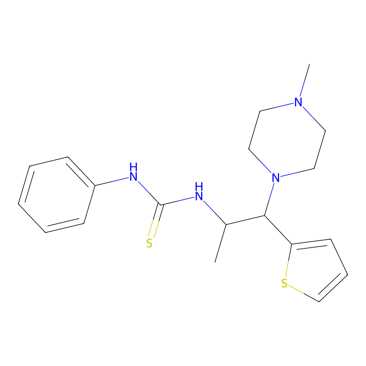 1-(1-(4-Methylpiperazin-1-yl)-1-(thiophen-2-yl)propan-2-yl)-3-phenylthiourea molecular structure, CAS 863017-58-7