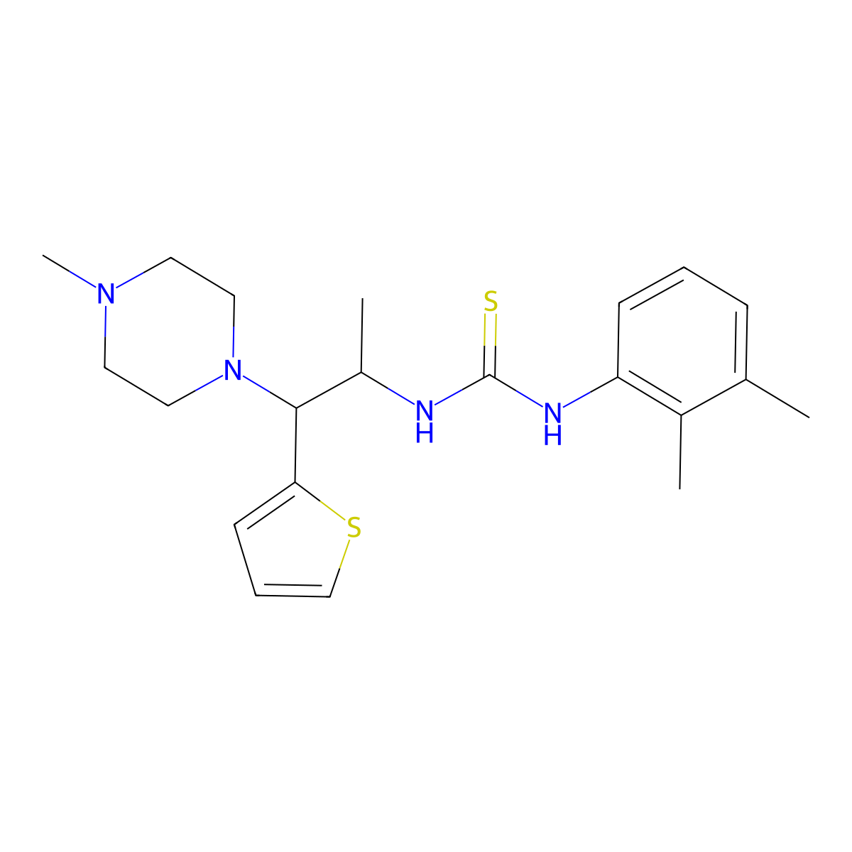 1-(2,3-Dimethylphenyl)-3-(1-(4-methylpiperazin-1-yl)-1-(thiophen-2-yl)propan-2-yl)thiourea molecular structure, CAS 863017-60-1