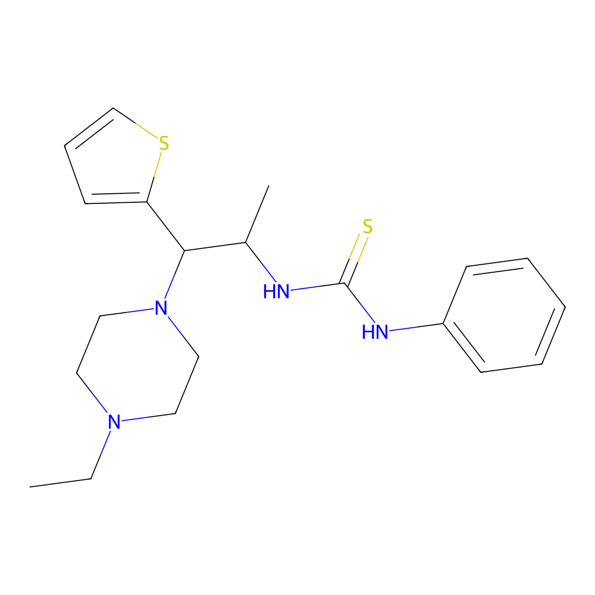 1-(1-(4-Ethylpiperazin-1-yl)-1-(thiophen-2-yl)propan-2-yl)-3-phenylthiourea molecular structure, CAS 863017-62-3