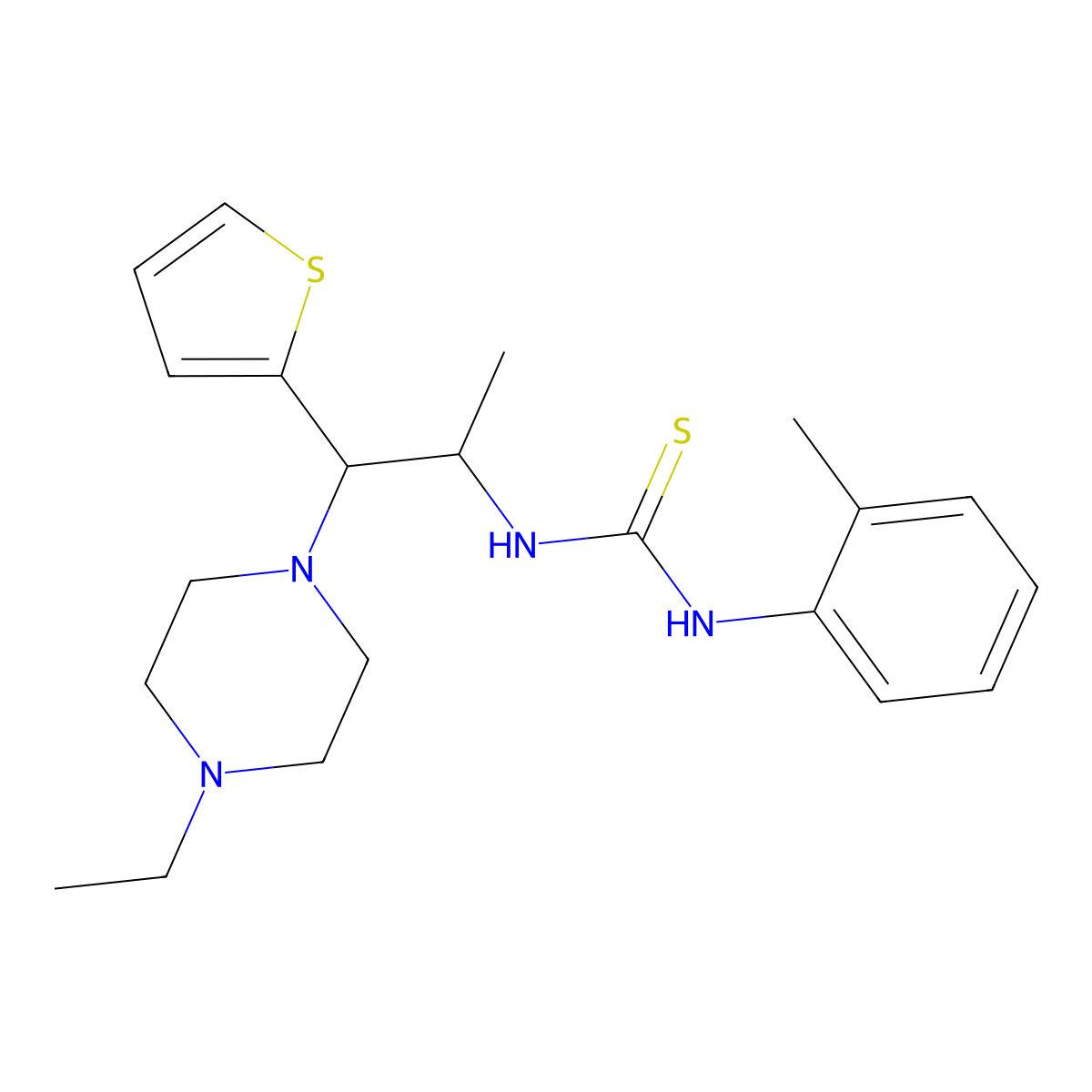 1-(1-(4-Ethylpiperazin-1-yl)-1-(thiophen-2-yl)propan-2-yl)-3-(o-tolyl)thiourea molecular structure, CAS 863017-63-4