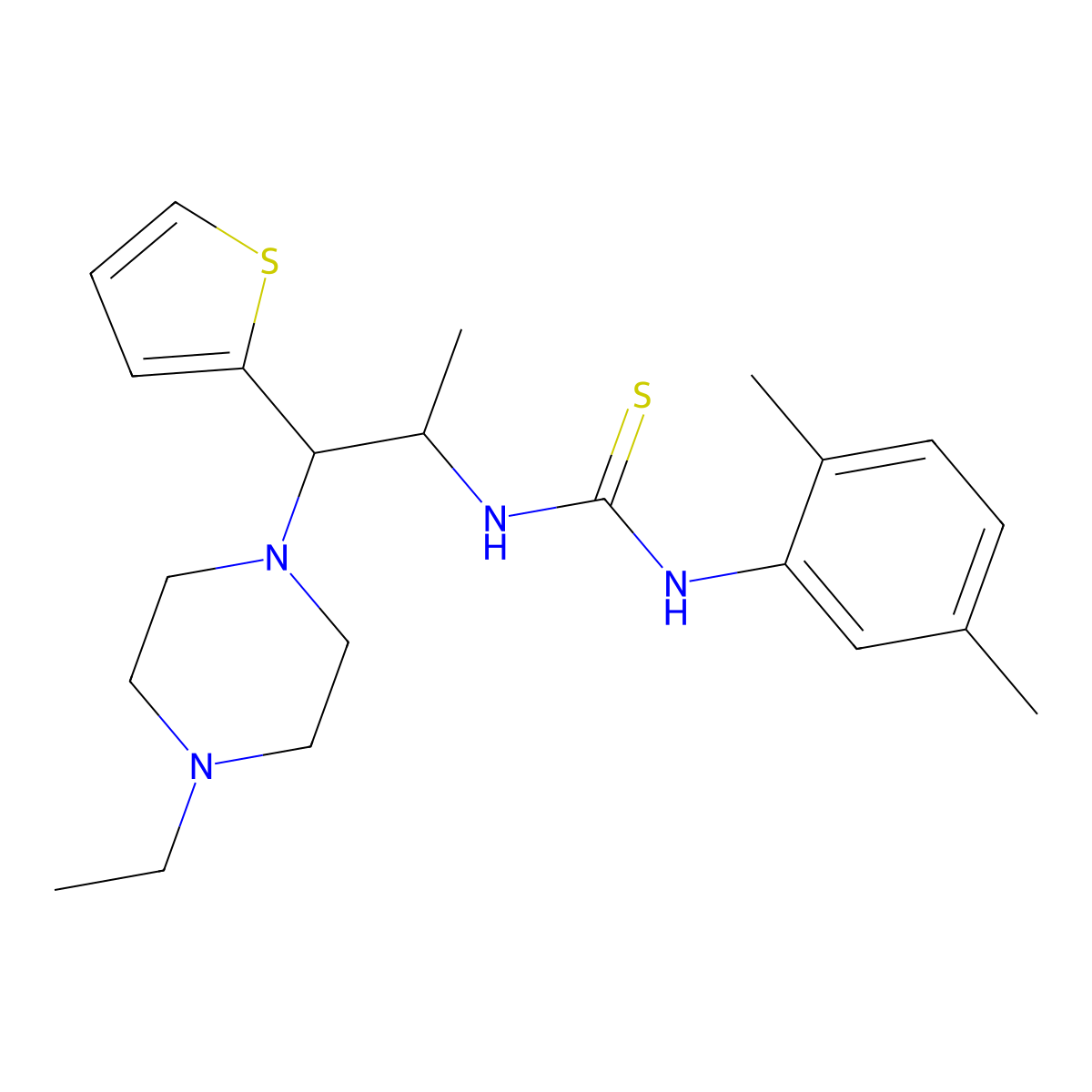 1-(2,5-Dimethylphenyl)-3-(1-(4-ethylpiperazin-1-yl)-1-(thiophen-2-yl)propan-2-yl)thiourea molecular structure, CAS 863017-65-6