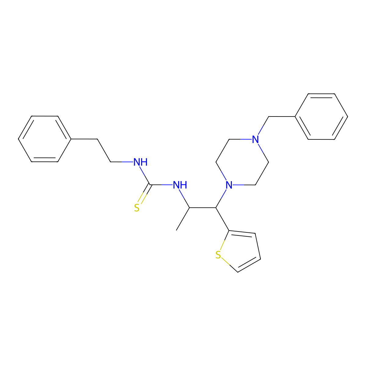 1-(1-(4-Benzylpiperazin-1-yl)-1-(thiophen-2-yl)propan-2-yl)-3-phenethylthiourea molecular structure, CAS 863017-74-7