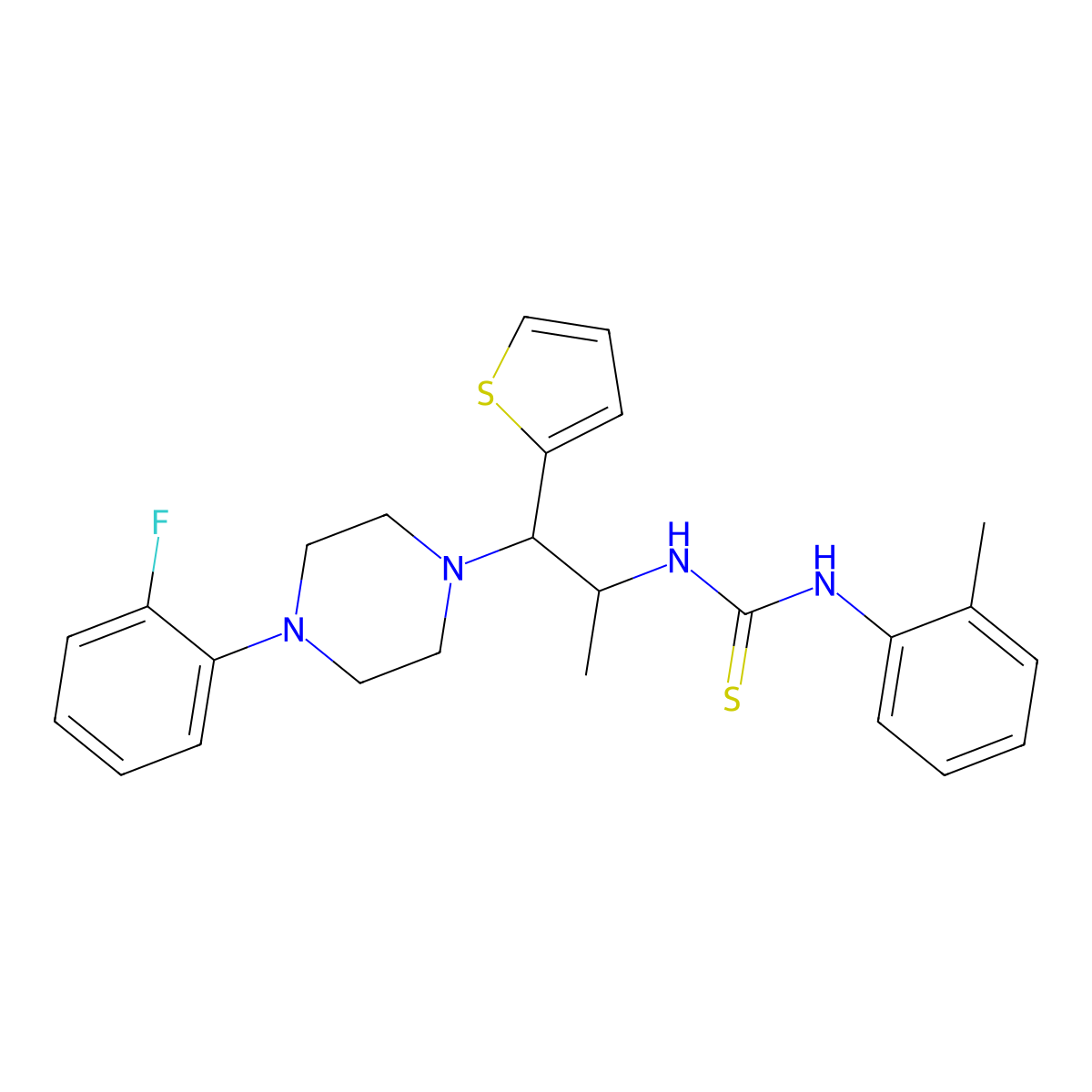 1-(1-(4-(2-Fluorophenyl)piperazin-1-yl)-1-(thiophen-2-yl)propan-2-yl)-3-(o-tolyl)thiourea molecular structure, CAS 863017-77-0