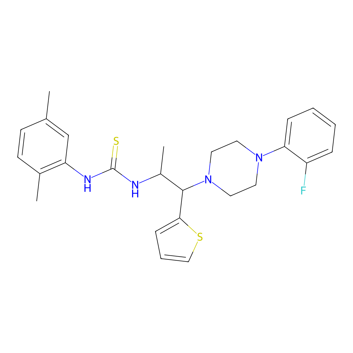 1-(2,5-Dimethylphenyl)-3-(1-(4-(2-fluorophenyl)piperazin-1-yl)-1-(thiophen-2-yl)propan-2-yl)thiourea molecular structure, CAS 863017-80-5
