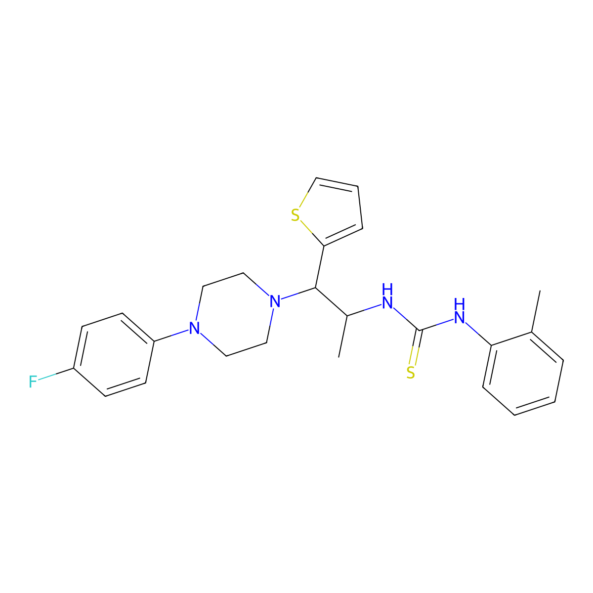 1-(1-(4-(4-Fluorophenyl)piperazin-1-yl)-1-(thiophen-2-yl)propan-2-yl)-3-(o-tolyl)thiourea molecular structure, CAS 863017-90-7